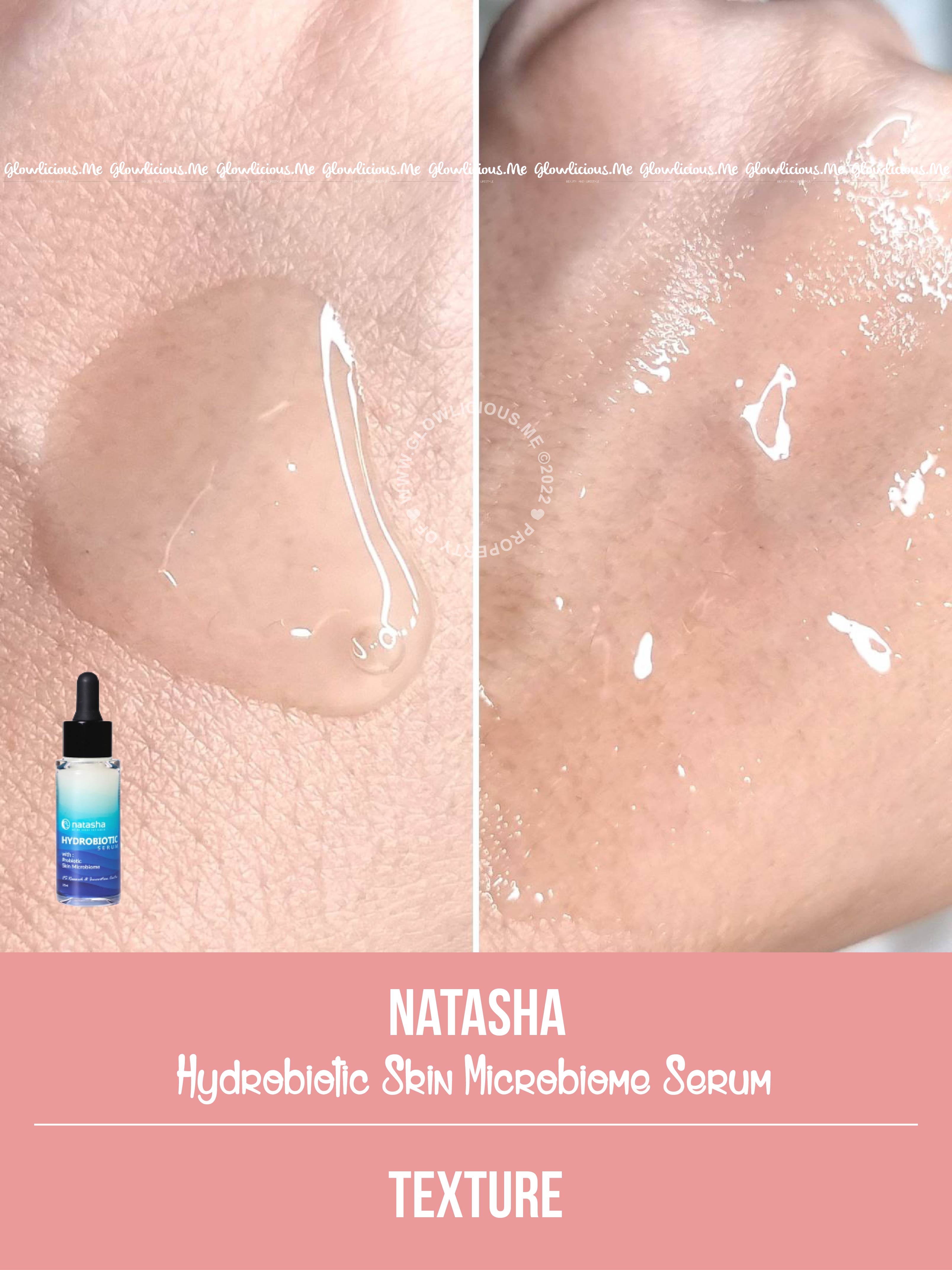 Tekstur Natasha Skincare Hydrobiotic Skin Microbiome Serum Di Kulit Kering