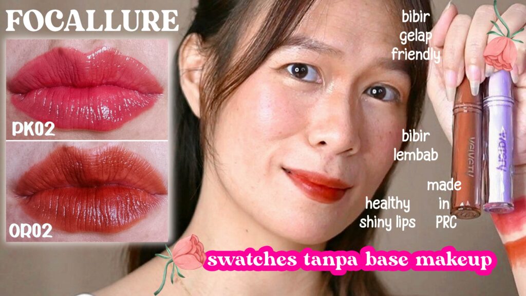 LIPTINT CHINA - FOCALLURE Liptint Swatches REVIEW Focallure PRO JUICY PRO BLUR di bibir gelap 2v