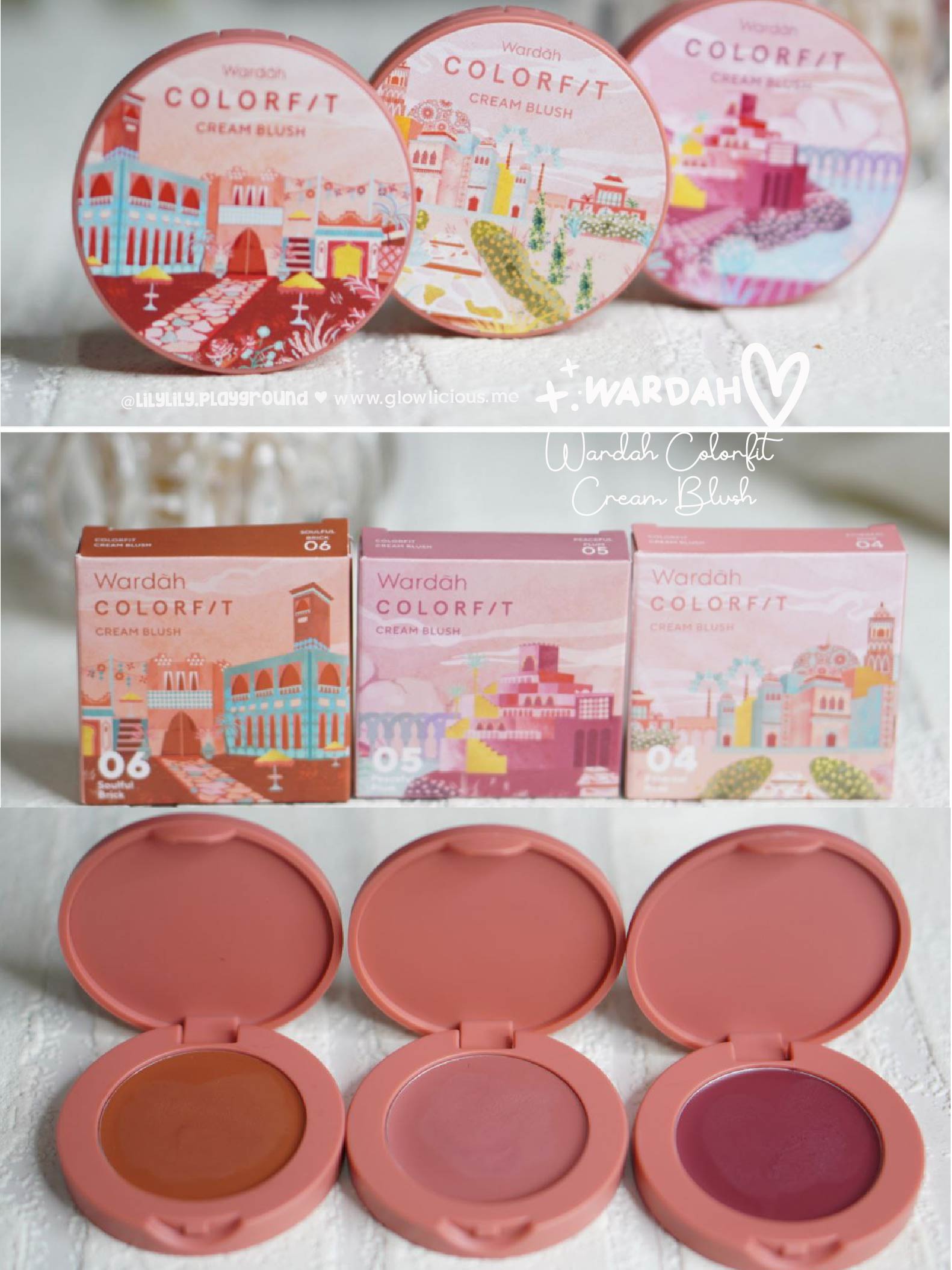 Wardah Colorfit Cream Blush Review & Swatches in 04, 05,06