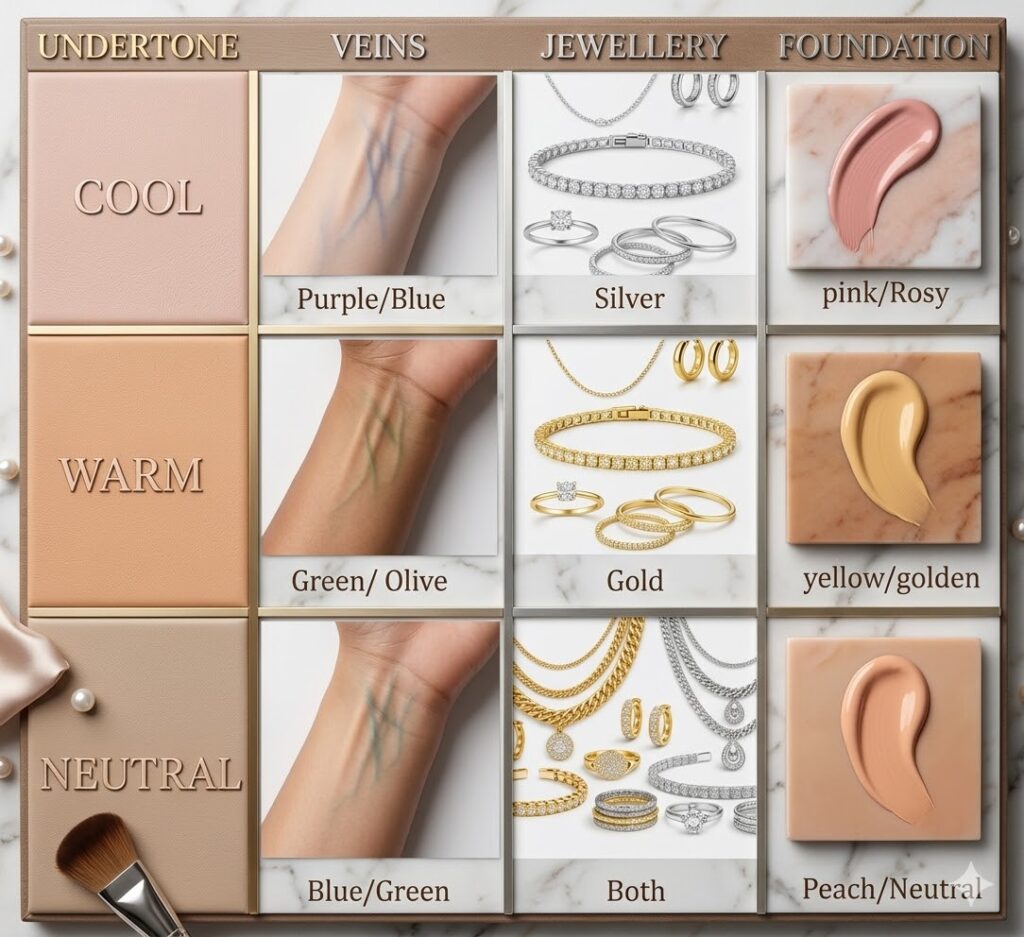 Ilustrasi Cara Mengetahui Undertone Kulit Perhiasan Silver dan Emas