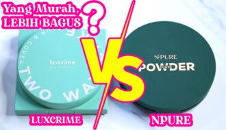BATTLE Bedak Luxcrime Blur & Cover Two Way Cake VS Npure Bedak Centella Asiatica Power Powder b