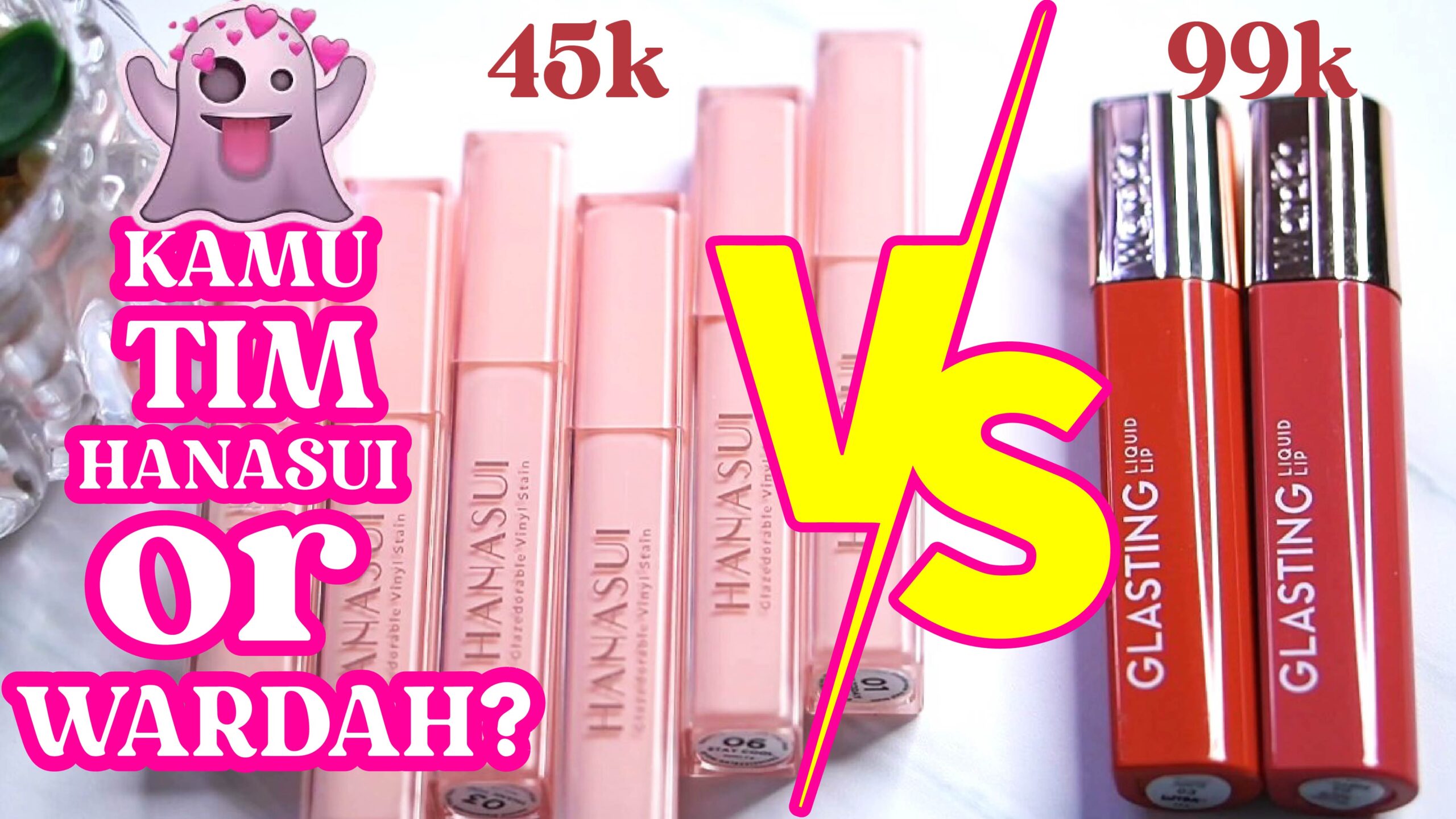 BATTLE Hanasui Glazedorable VS Wardah Glasting - battle lip vinyl lokal dupe maybelline b