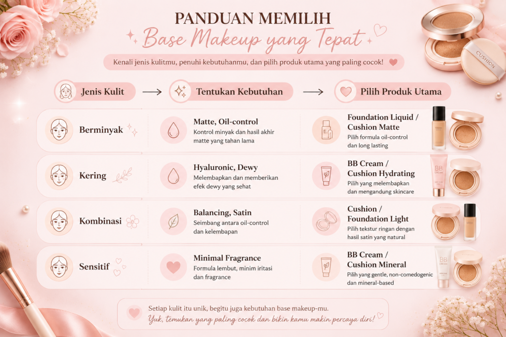 Cara Memilih Base Makeup Sesuai Jenis Kulit