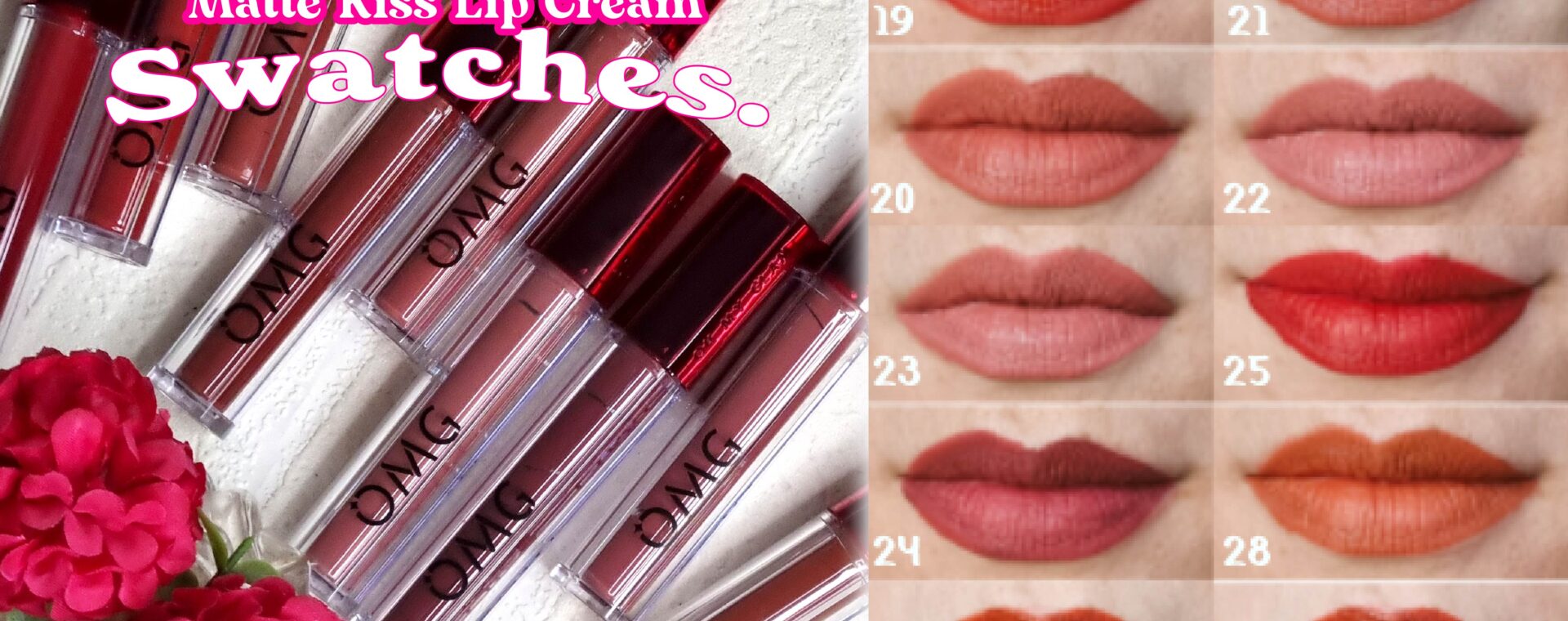 LENGKAP 9 swatches OMG Oh My Glam Matte Kiss Lip Cream NEW formula & packaging - tahan lama k