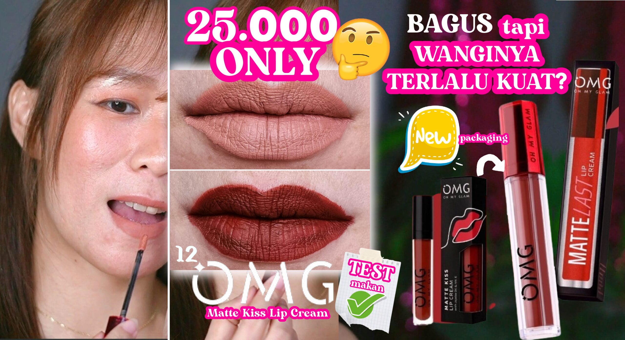 LIPCREAM OMG new packaging Oh My Glam Matte Kiss Lip Cream review – swatches lipcream 25rban z