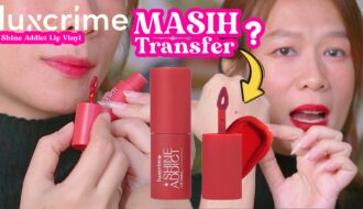 Luxcrime Lipstick Vinyl Review-Addict Lip Vinyl di bibir gelap- swatches tanpa base makeup