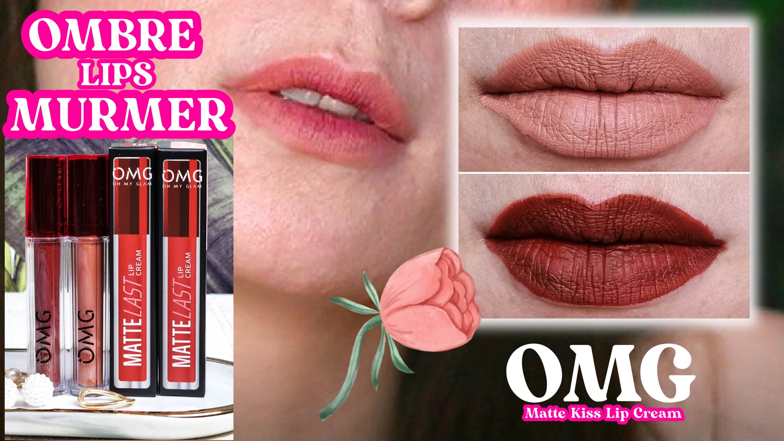 OMBRE LIPS lipcream tahan lama - OMG Oh My Glam Matte Kiss Lip Cream scarlett + latte a