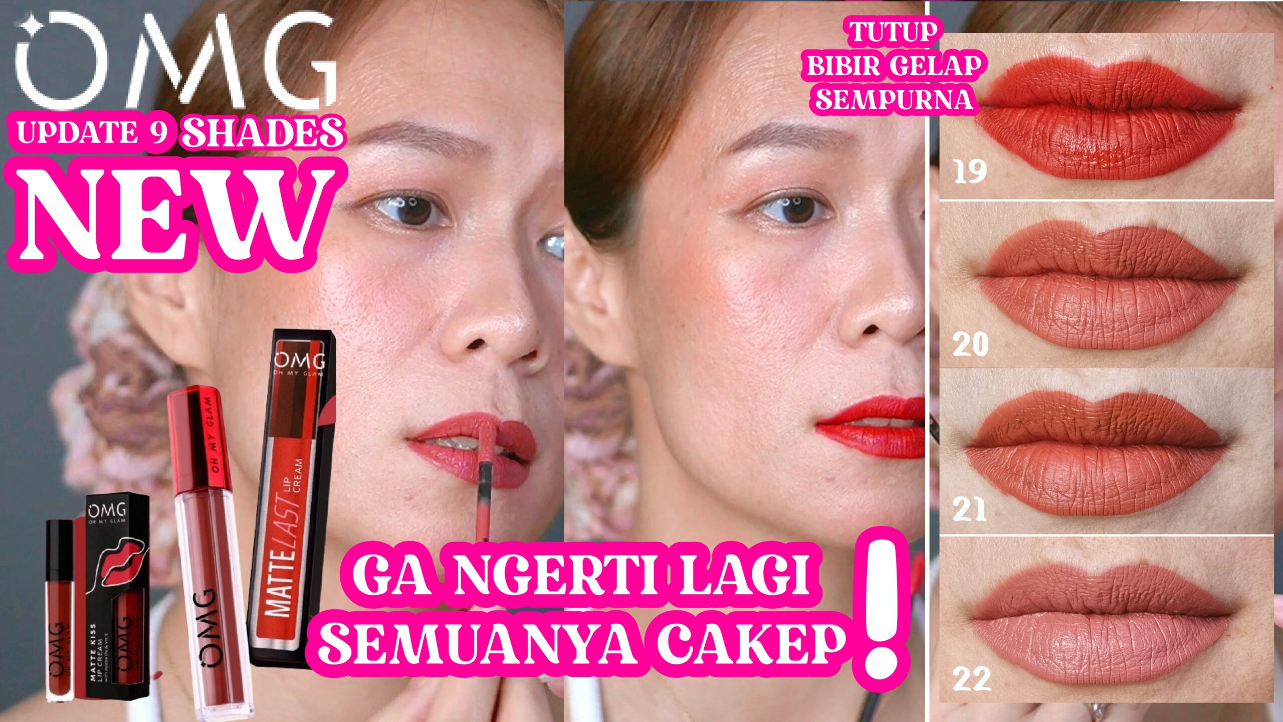 Review OMG Matte Kiss Lip Cream New Shades Swatches Bare Face & Bibir Gelap