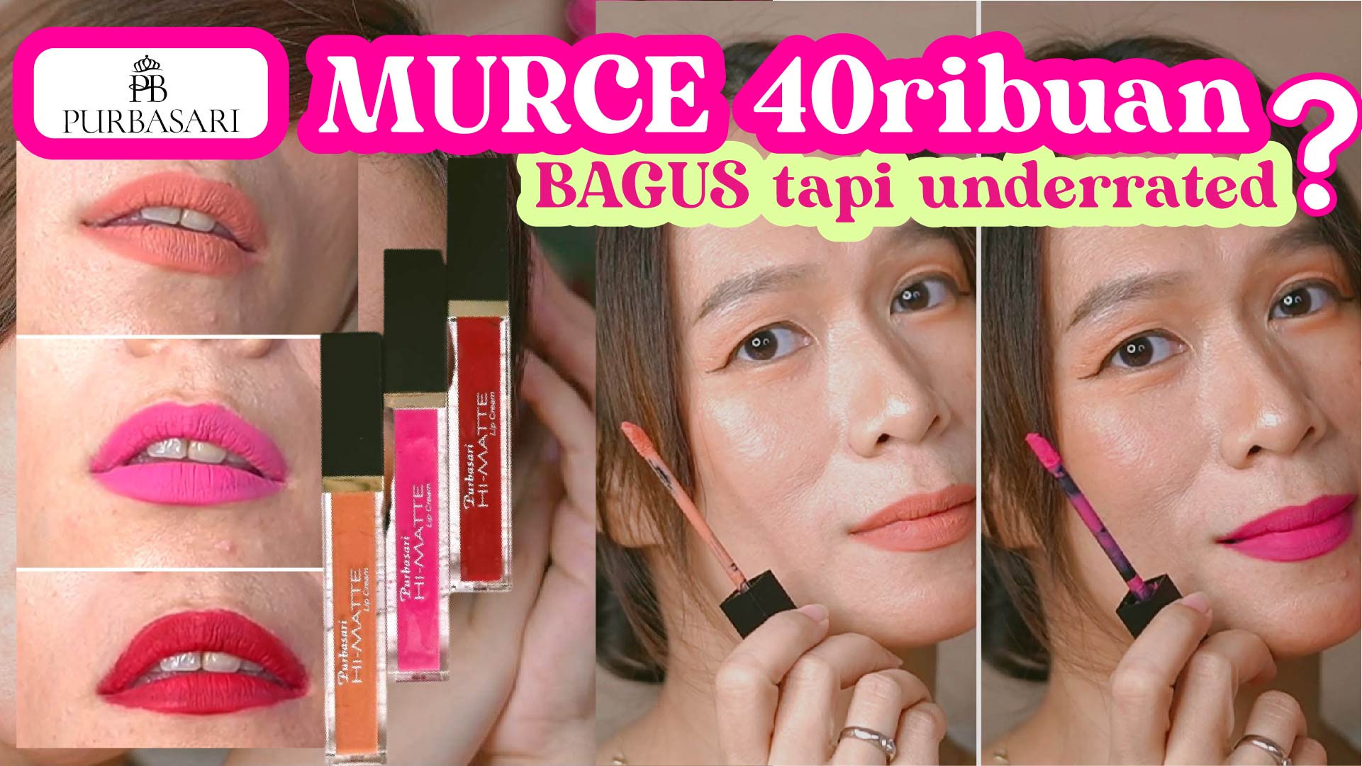 Review Purbasari Hi-Matte Lip Cream di Bibir Gelap Swatches Bare Face!
