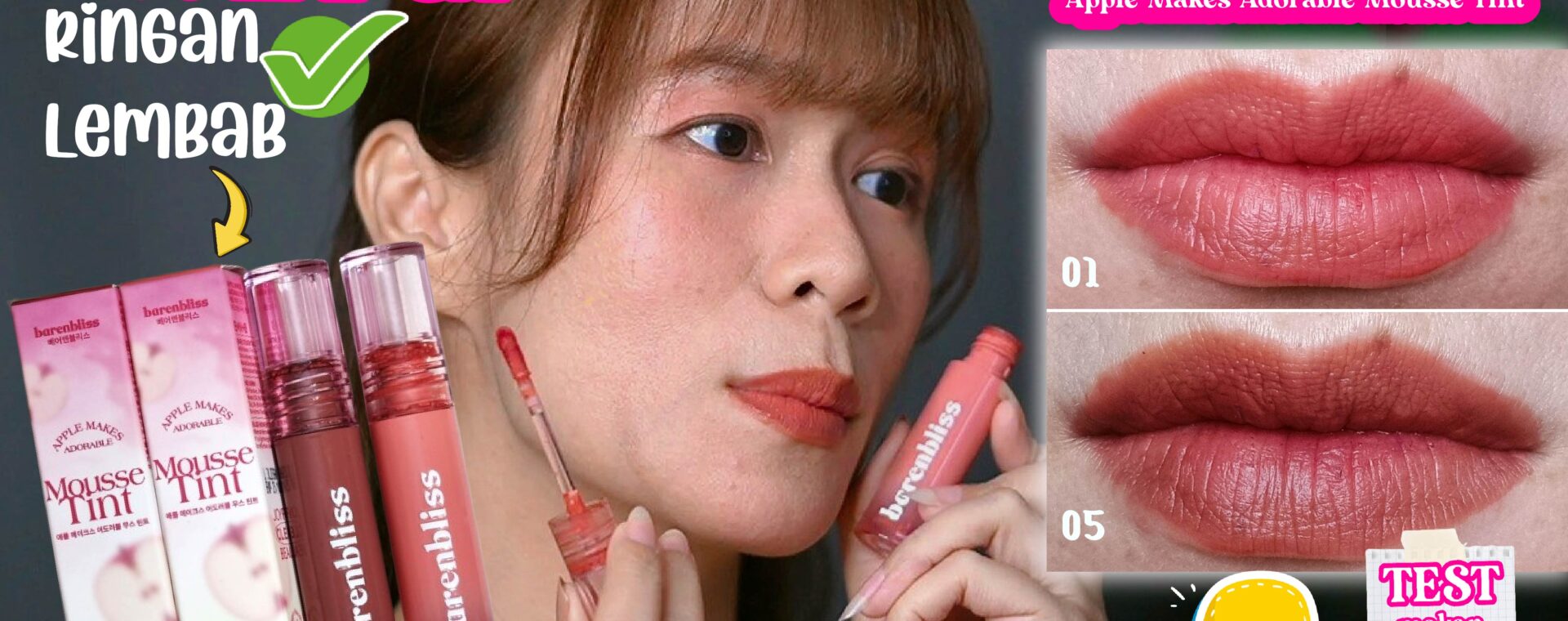 Review barenbliss Apple-Makes Mousse Tint di Bibir Gelap Blurry & Ringan!