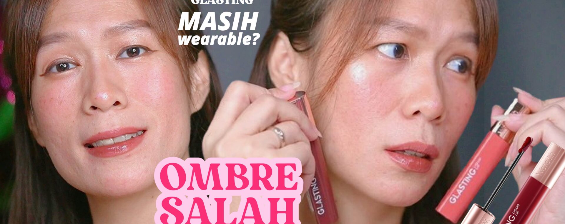 WARNA OMBRE LIPS Wardah Glasting Liquid Lip NEW OLD SHADES OMBRE LIPS - fudgy toffee & peach polis b-10