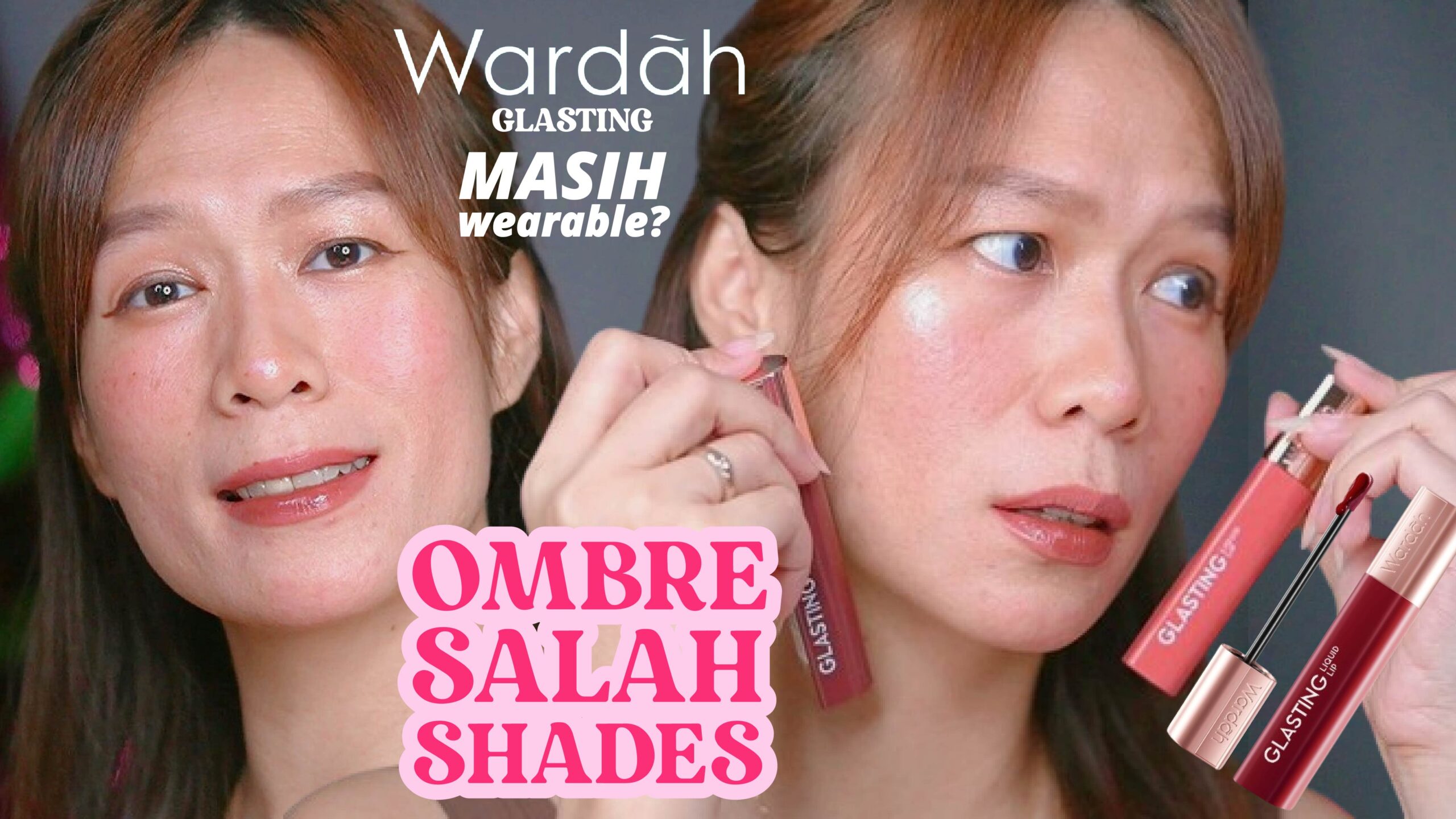 WARNA OMBRE LIPS Wardah Glasting Liquid Lip NEW OLD SHADES OMBRE LIPS - fudgy toffee & peach polis b-10